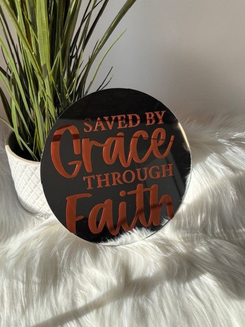Miroir "Saved by Grace through Faith"